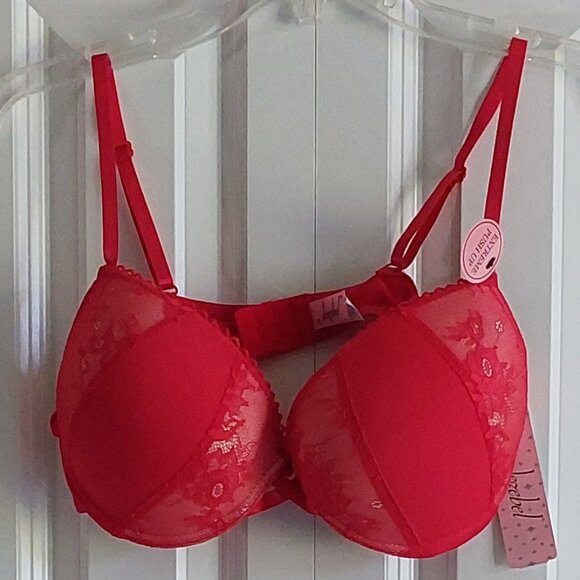 Jezebel Extreme Push-Up Red Lace Bra Size 38C - Picture 2 of 11